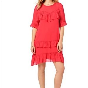 Kensie A-line Chiffon Ruffled Dress